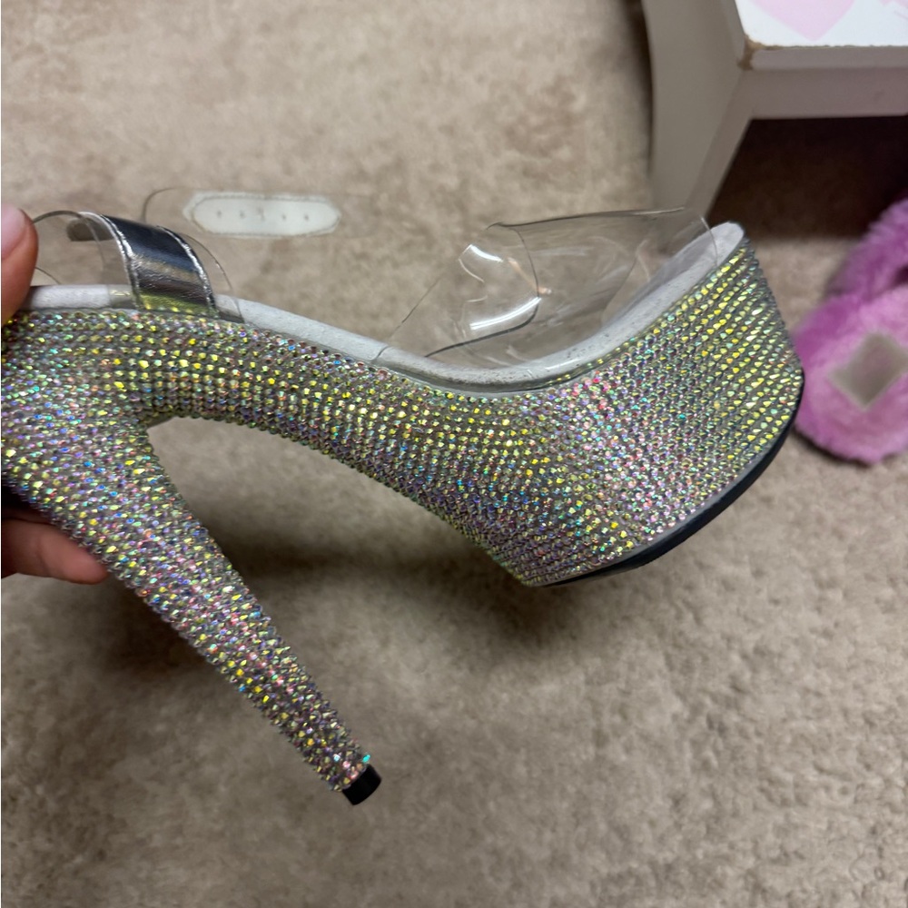 Dazzling Silver Rhinestone Women's Heels